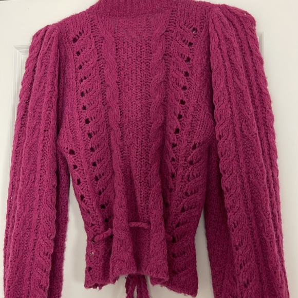 LoveShackFancy Girard Cardigan Sweater Cable Knit Alpaca Made in Peru Medium - Picture 10 of 10